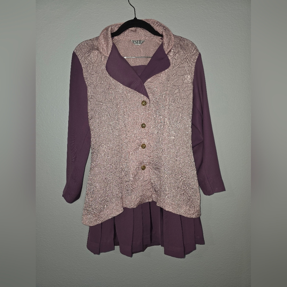 Elegant Purple and Pink Women's Top and Skirt